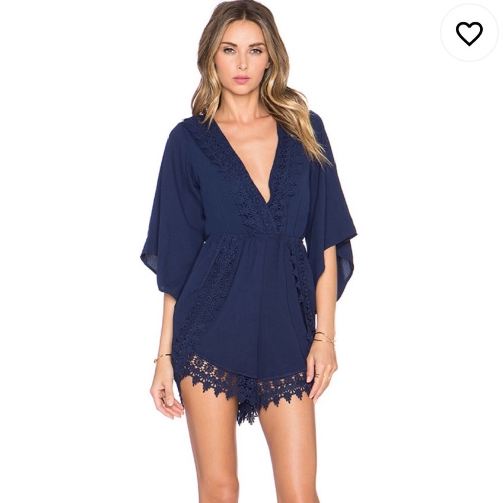 Wilde Heart Josie Plunge Romper in Navy